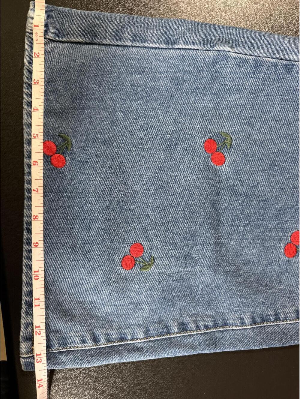 Ashley Mason Premium Women's Light Blue Wide Leg Flare Jeans with Embroidered Ch - Picture 7 of 7